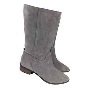 LUCKY BRAND! SOFT GRAY GENUINE SUEDE LEATHER POINTY TOE MID CALF BOOTS! SZ 9.5M